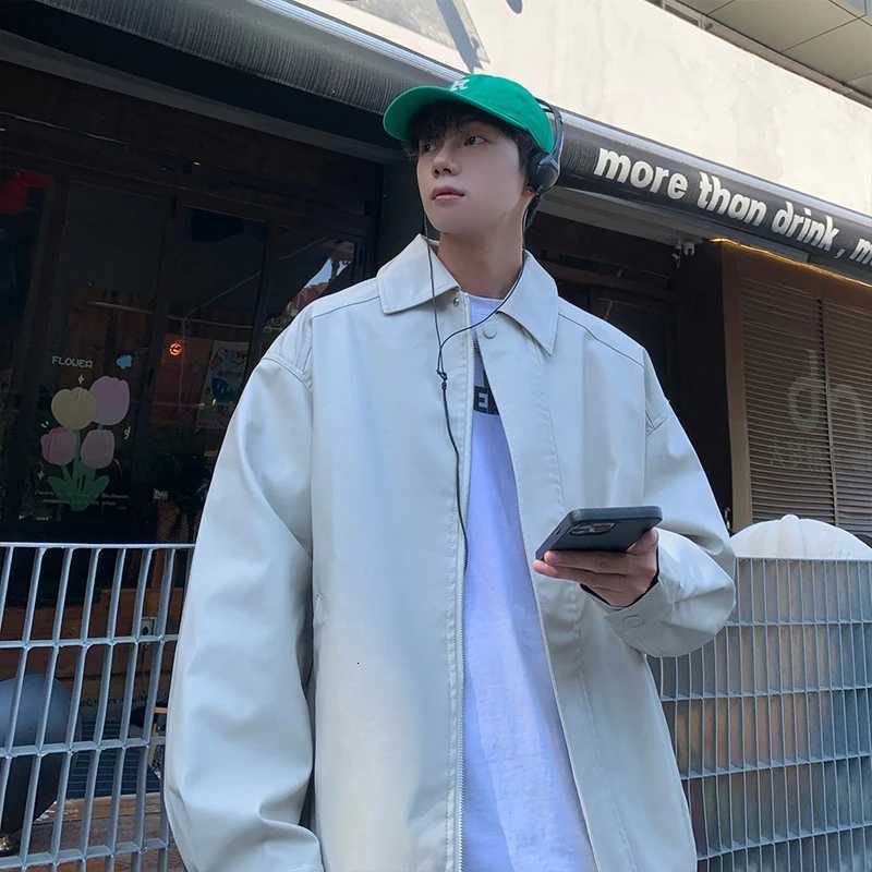 5XL Plus Size Men PU Leather Jacket Motorcycle Fashion Loose Fit Faux Leather Coat Fashion 2025 New Streetwear Clothing Tops X250822