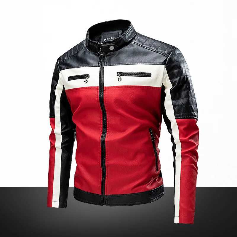 2023 Men Autumn Jacket Bomber Biker Zipper Motorcycle Faux Fur Coat Male Fleece Pilot Vintage Black Red Brown PU Leather Jacket X250822