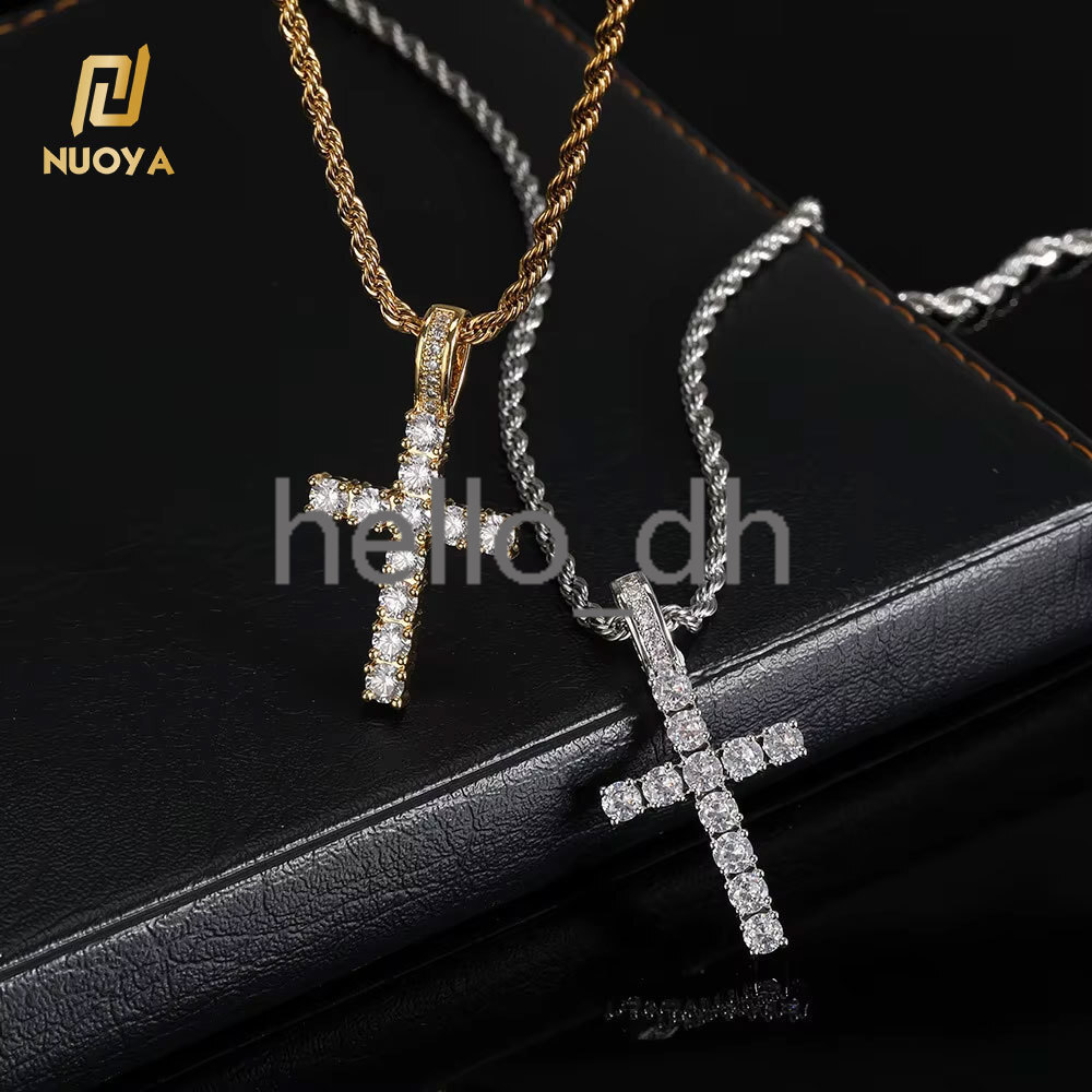 Hip Hop Jewelry Silver Christian Dainty Jesus Piece moissanite Men Pendant Diamond Cross Necklace