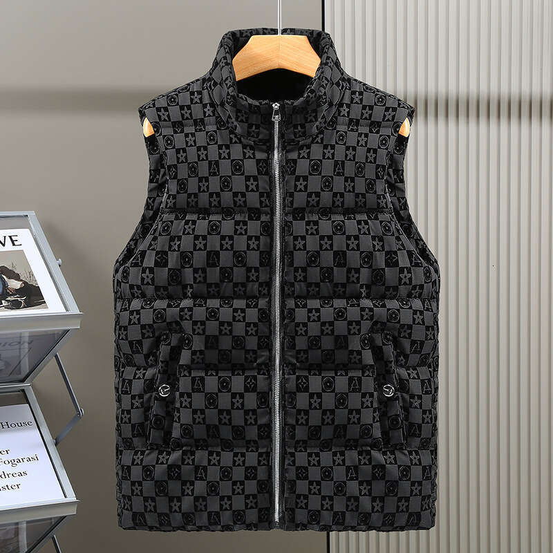 Fashion trendy brand cotton vest men's autumn and winter new dark flower jacket outdoor leisure trend vest cold-proof warm top Designer