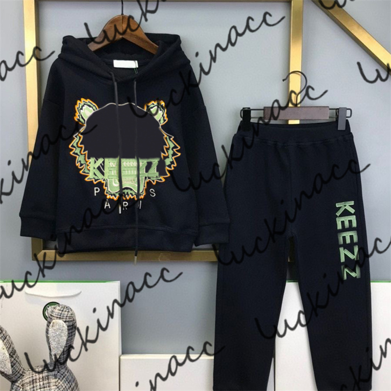 Designer Kids Hoodie Sets Baby Vintage Velvet Hooded Clothing Set Boys Girls Hoodies Pants Babies Clothes Animal Pattern Tracksuits