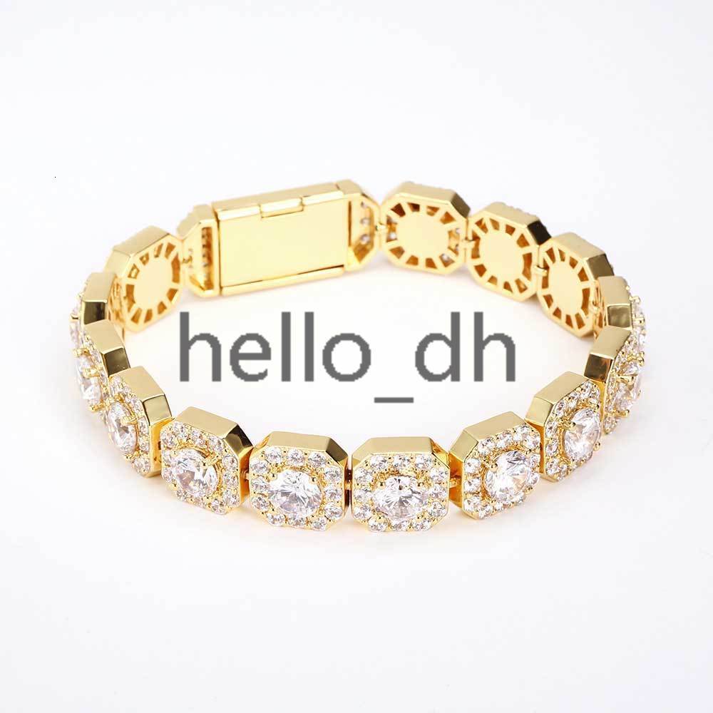 High Quality 10mm/12mm Lab Diamond Tennis Bracelet Unisex Gold Plated moissanite Tennis Bracelet Clustered Tennis Chain for Gift