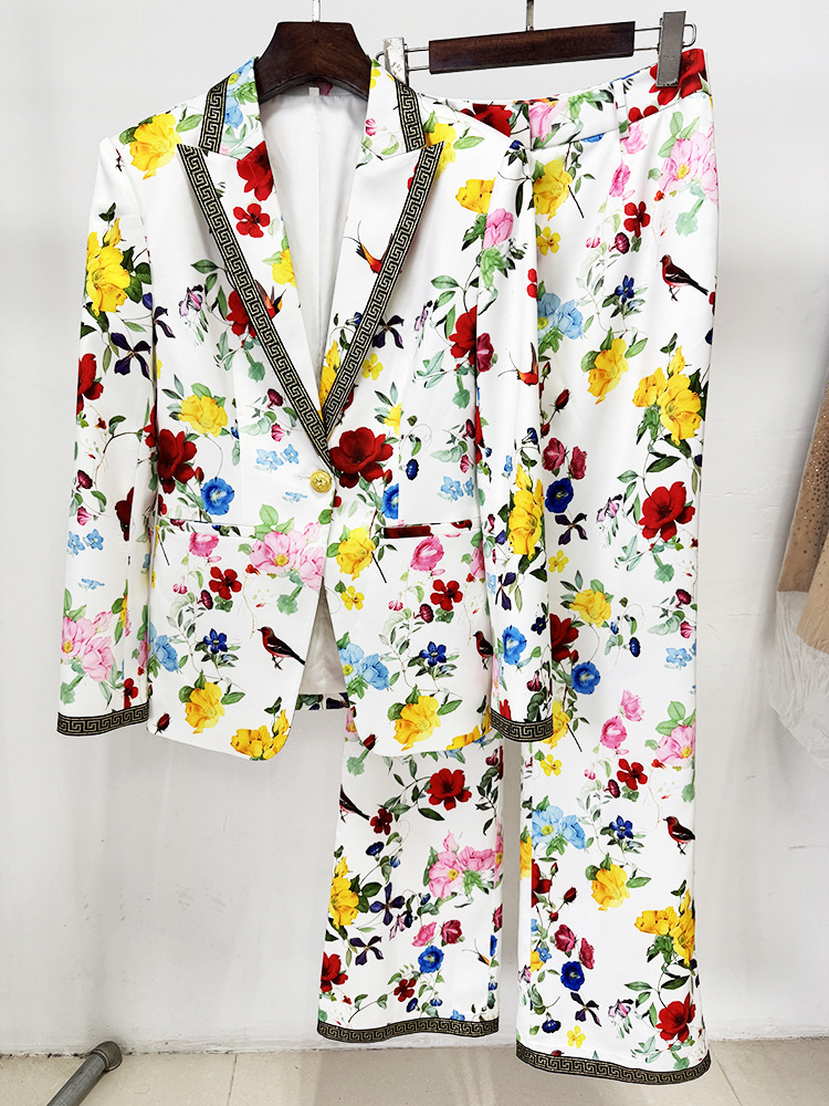 80 XXL 2025 Milan Style Autumn Brand Same Style Two Pieces Sets Long Pants Lapel Neck Empire Long Sleeve Dress oulaidi