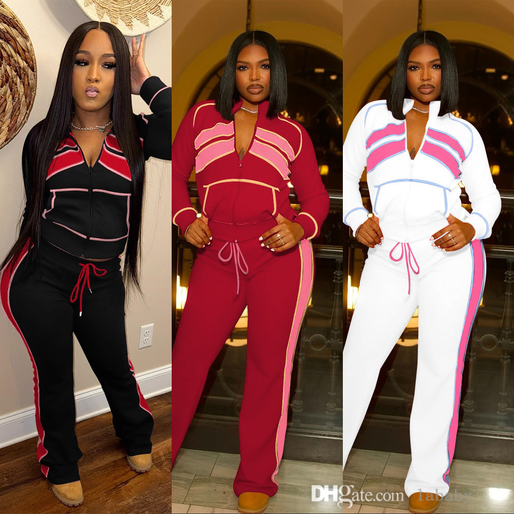 Fashion Tracksuits Womens Sports Casual Sweatsuit 2025 Autumn Winter Two Piece Set Women Patchwork Color Long Sleeve Jacket Coat Hoodie Slimming Tro