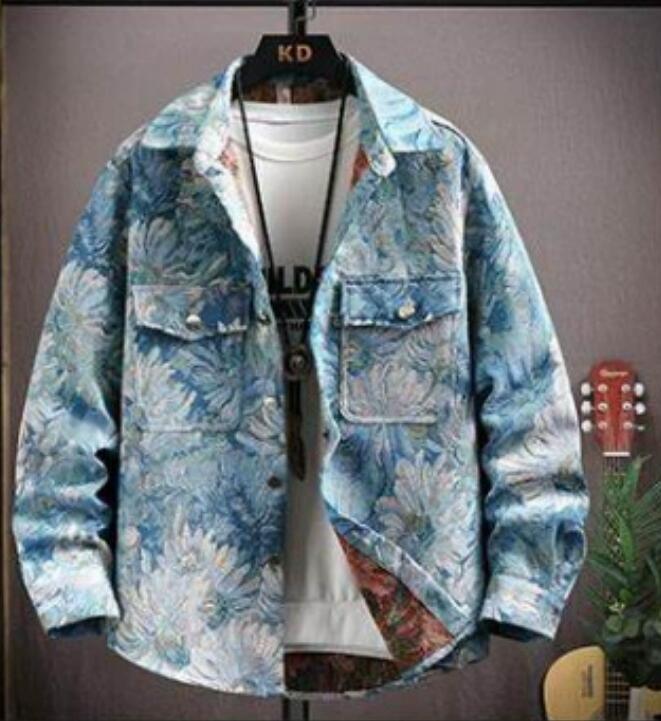 Free shipping Jacket floral women long sleeved shirt men thin designers jacket handsome and rugged spring and autumn personality