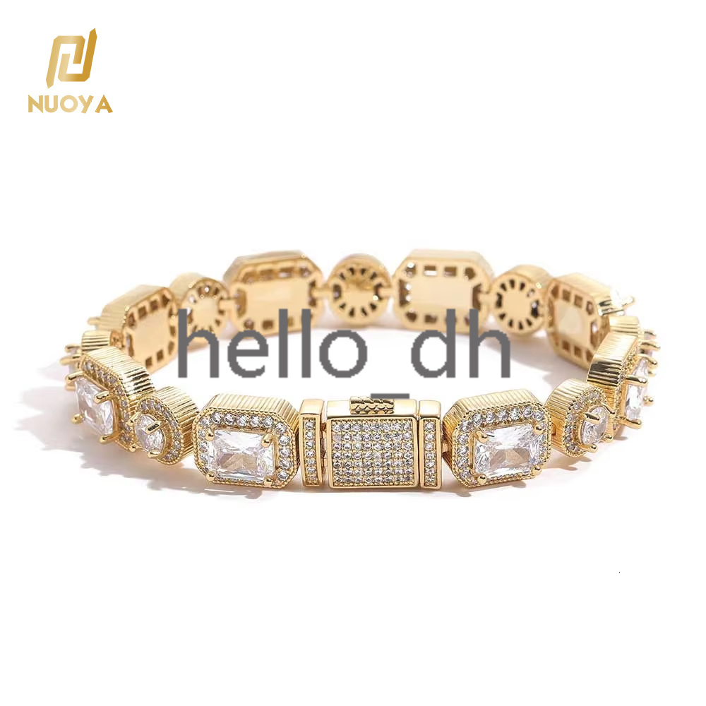 Hight Quality Iced Out Clustered Tennis Bracelet Hip Hop Jewelry Rectangle Diamond Tennis Bracelet