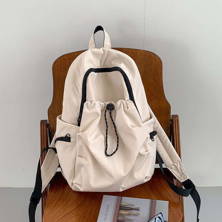 Korean Style College Student Women, Large Capacity Double Shoulder Bag, Niche Design, Simple Casual Nylon Backpack For Women B5