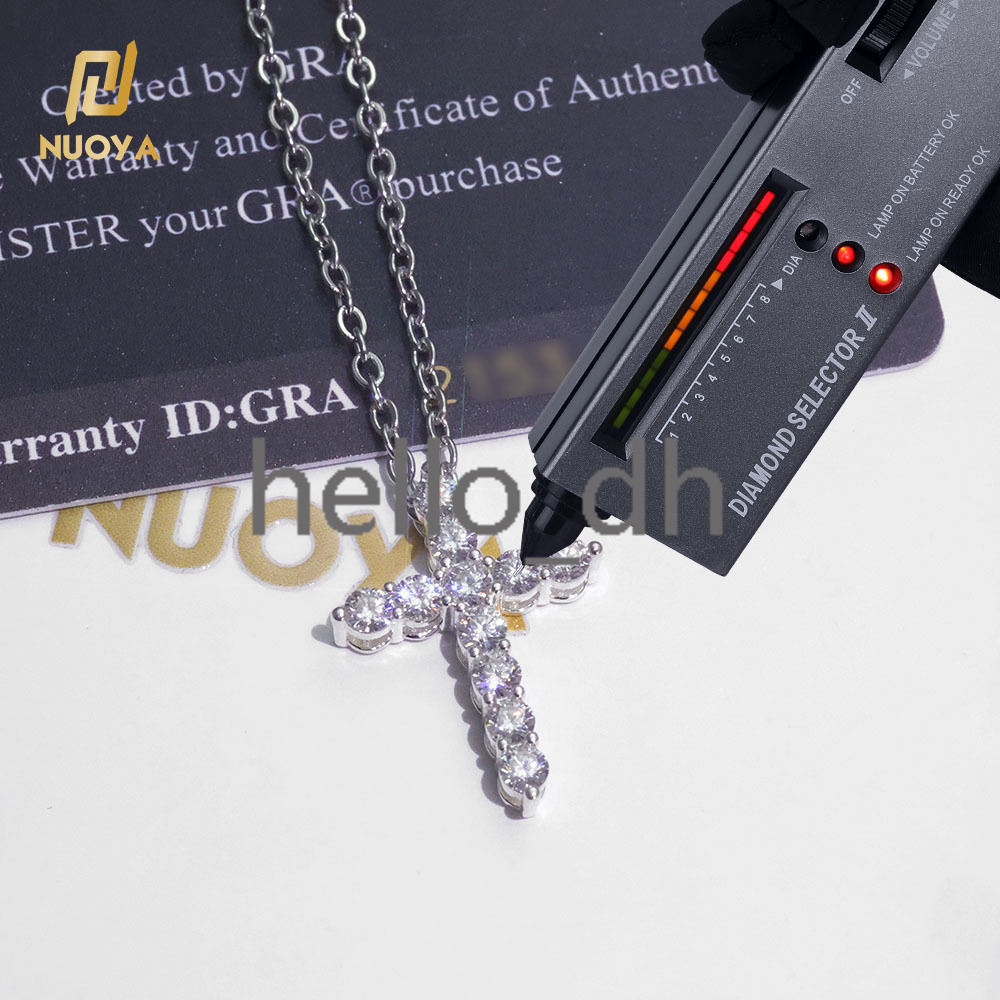 925 Sterling Silver Jesus Cross Pendant Iced Out Moissanite Christian Religious Jewelry White Gold Plated Gift for Women