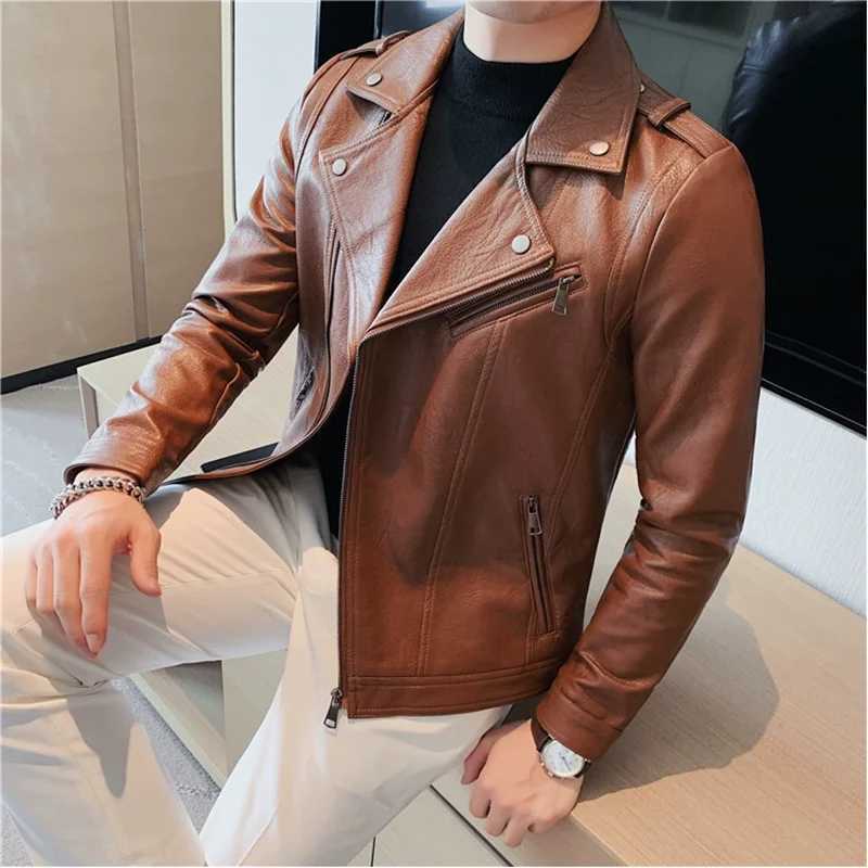 2024 AUTOMNE NOUVEAU VESTRES DE CUIR CUIR OBLIQUE MEN MEN SLIP SIM FIT PU CHARME CHEAUX Streetwear Motorcycle de moto 3xl-M X250822