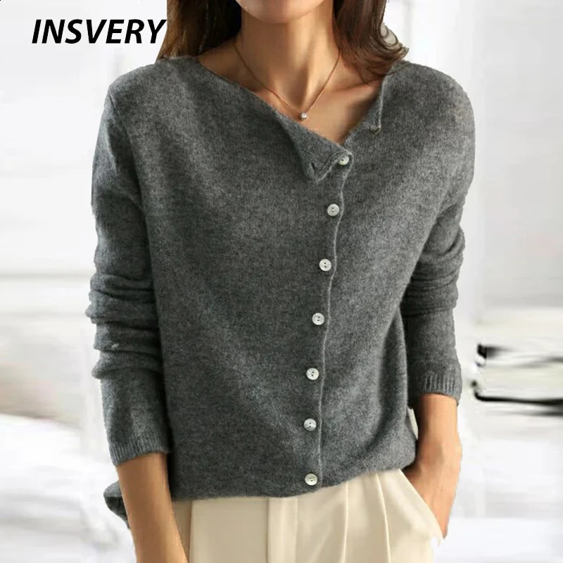 Pull d'hiver d'automne Femmes Elegant Button n Cardigans tricotés pour les pulls décontractés 250818