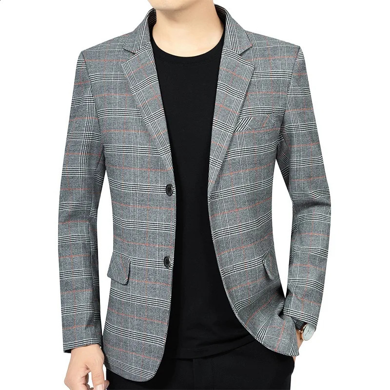 Spring Men Plaid Blazers Jackets Business Casual Suits Coats High Quality Male Slim Striped 4X 250822