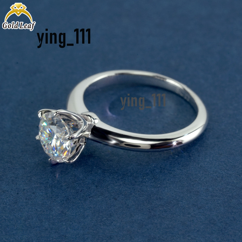 Customize Jewelry GRA Certification 925 Sliver Round Shaped 1ct 2ct D VVS of Moissanite Ring for Women
