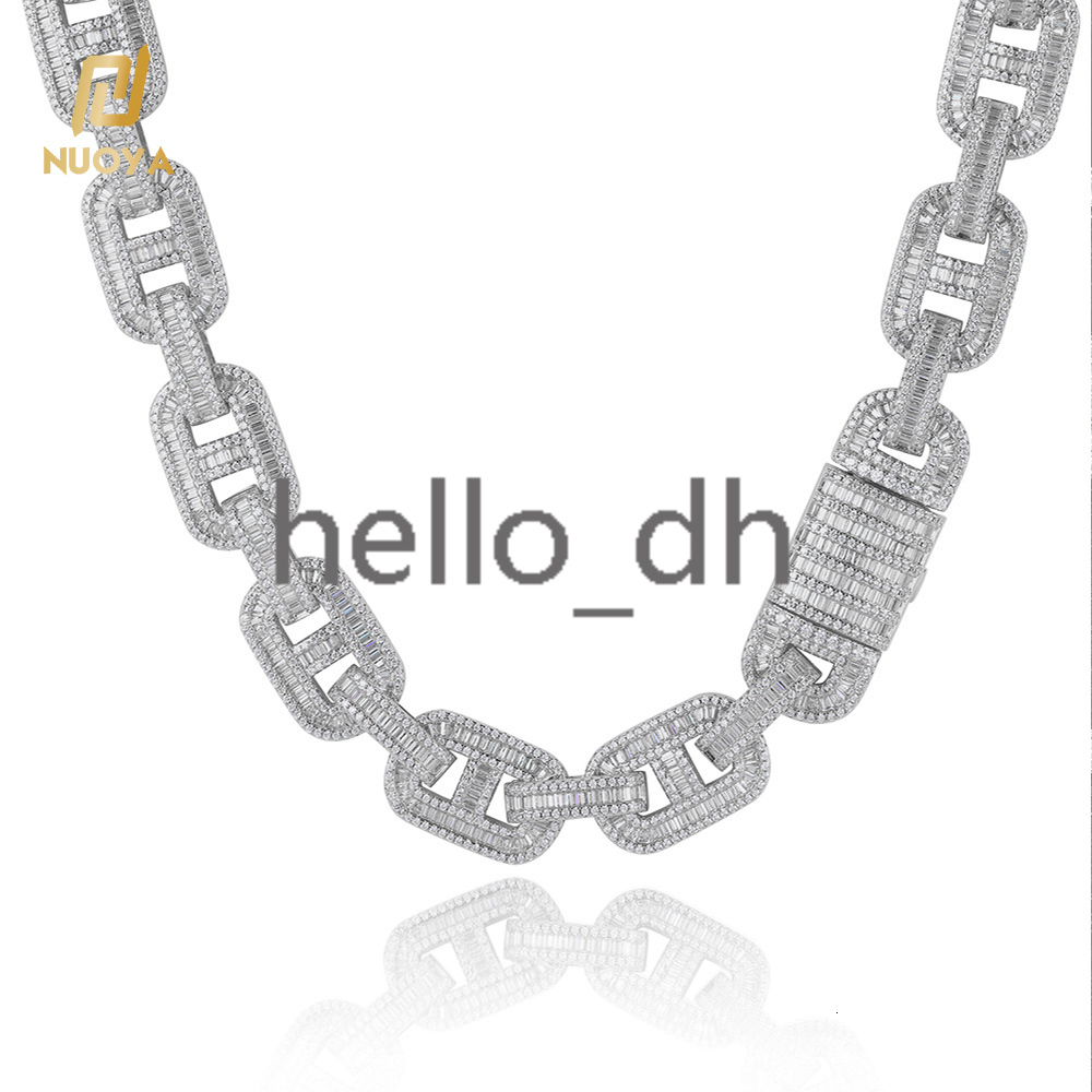 Luxury Hip Hop Jewelry 15MM Iced Out Diamond Cuban Chain Necklace Silver Plated Cuban with Flip Clasp for Men Women