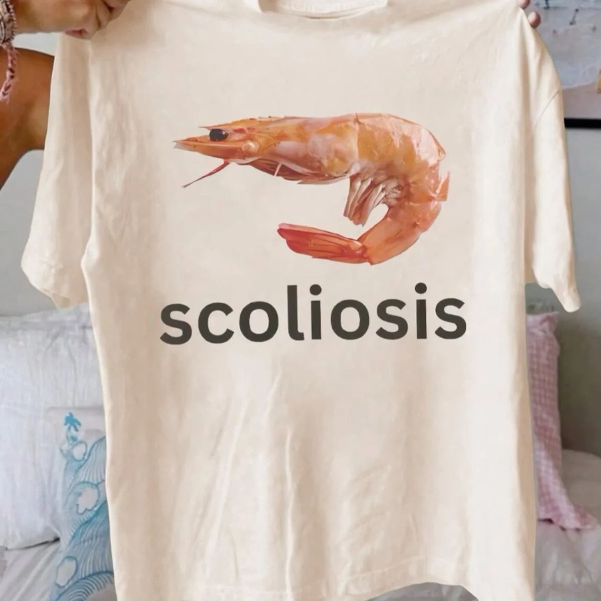 Scoliose drague crevette t-shirt mode décontracté top top été streetwear streetwear hommes femmes surdimensionnées en vrac harajuku y2k 250822