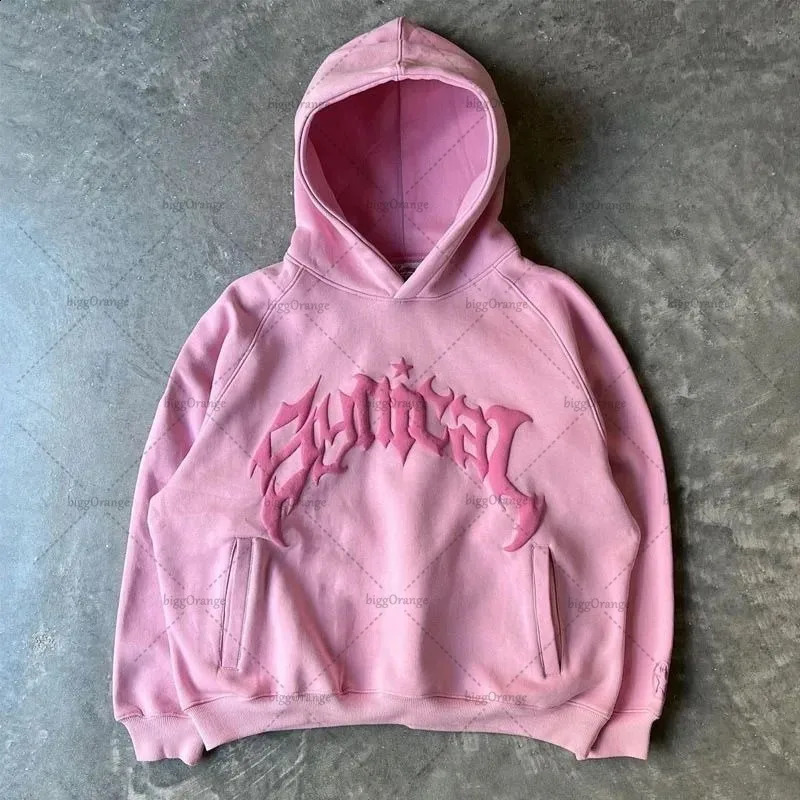 Modèle de lettre personnalisée rétro américaine à la mode coton lâche Hoodie Men Street Hip-hop Sweat surdimensionné décontracté Femmes 250818
