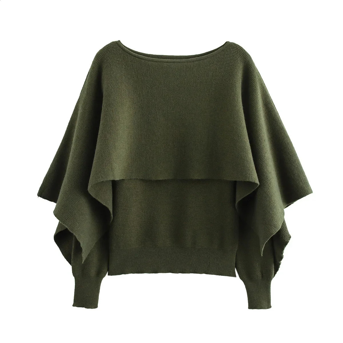 Fashionable Crew Neck Cowl Sleeve Knitwear Arrival Winter Womens Street Style Cloak Style Sweater round Neck Coat 250819