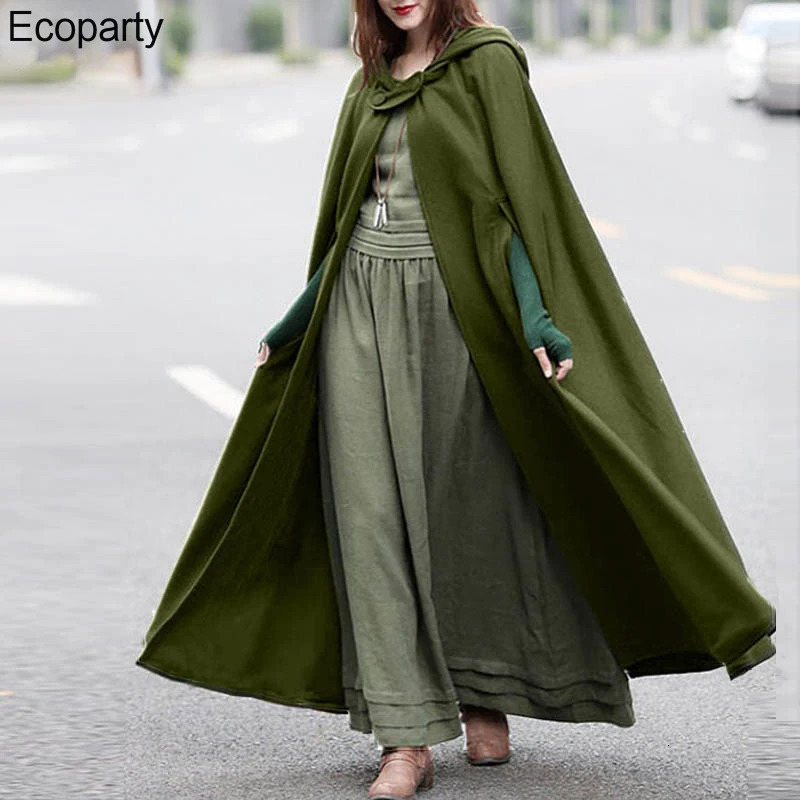 Femmes longs cape Cloak Élégant Mélange de laine à capuche Mélanges Hoodies d'automne Poncho Vestes de cosplay chaude Outwear Brillbreaker 250822