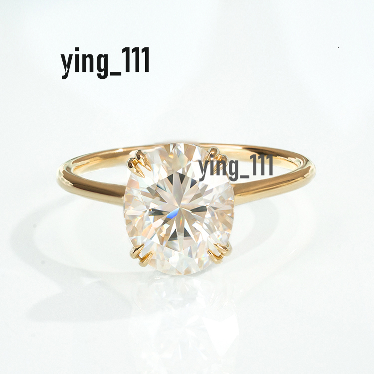 14K Yellow Solid Gold Engagement Ring with Oval Cut Mossanite Diamond Classic Style Moissanite Wedding Ring for Women