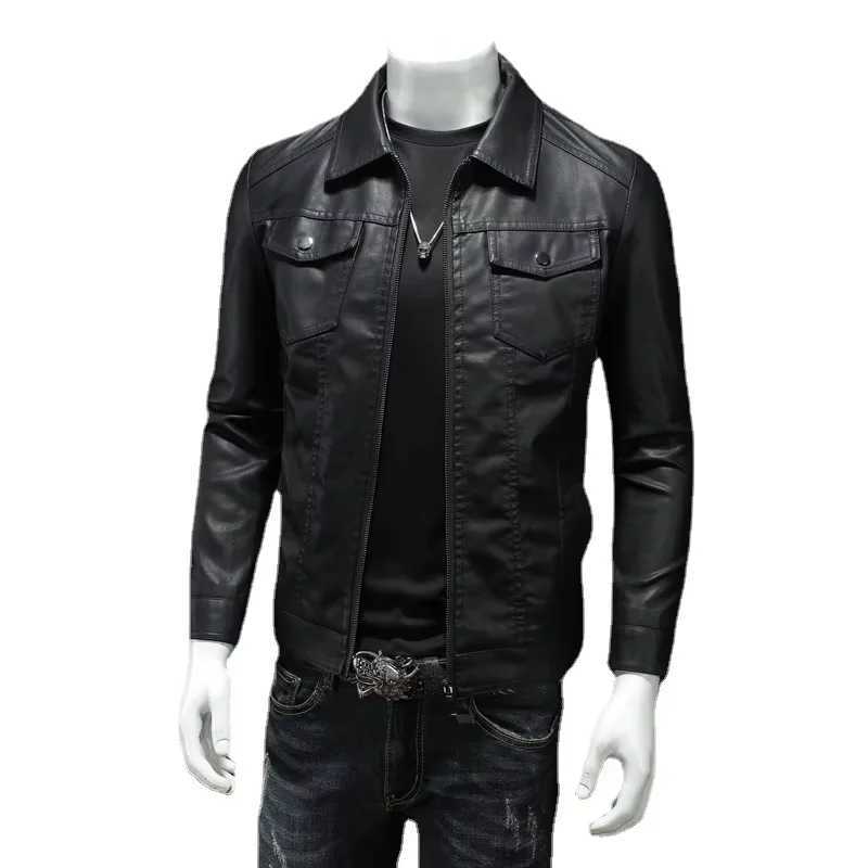 Spring Autumn Mens Leather Jackets Slim Fit Male Fashion Faux Windproof Warm Coats Mens Brand Clothing X250822