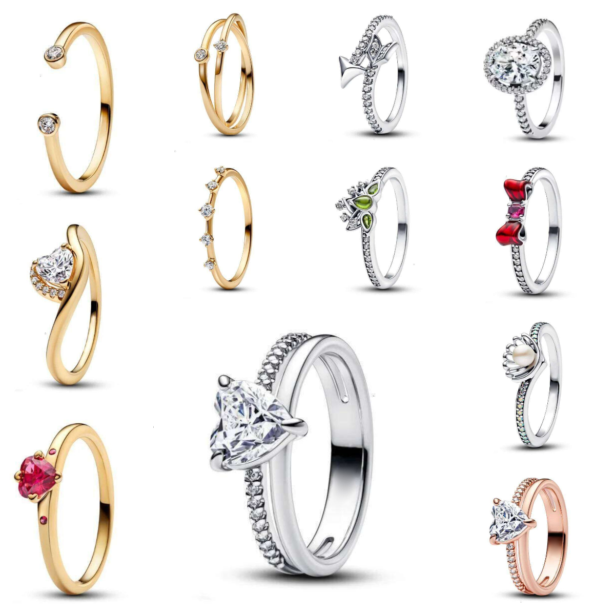 luxury ring 925 sterling silver jewelry silver ring New style rings gold round ring with colorful crystal heart stone rings ring for woman diamond r