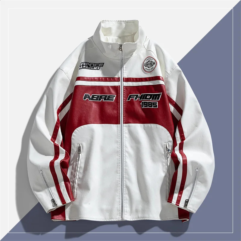 Spring Autumn Mens PU Leather Jackets Fashion Men Retro Stand Collar Motorcycle Leather Coats Men Pilot Zipper Leather Jackets 250818