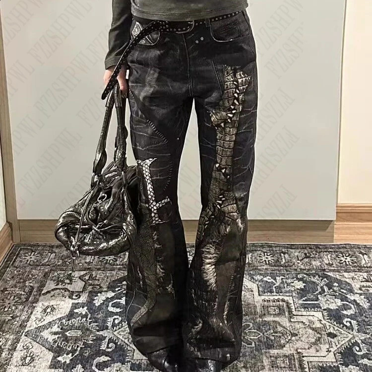 Subcultures Fashion Personnalité vintage American Style Femmes Jeans Slim confortable Casual Spicy Lignet Straight Pant 250818