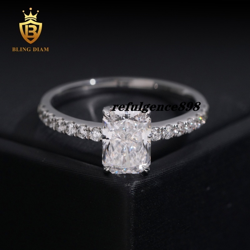 Shining Jewelry 1.54ct Radiant Cut Lab Diamond Rings Silver Sterling 925 Fine Jewelry Diamond Ring