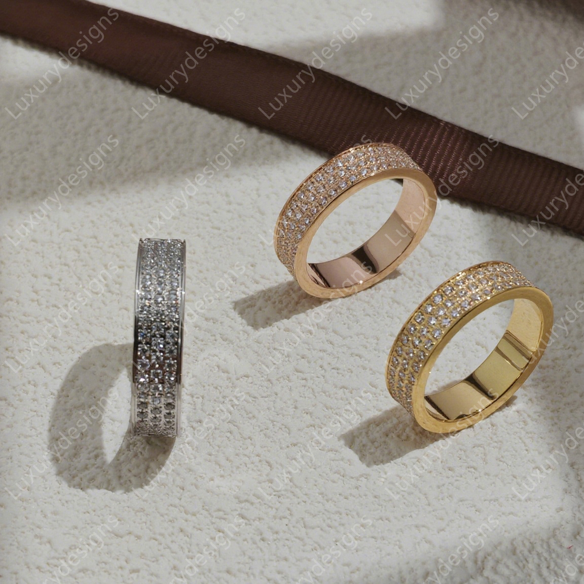 Designer Ring Full Diamonds Ring Womens Mens Classic Luxury Fashion Ring Diamonds Top Quality S925 Silver Fashion 18k Gold Plated 3 Colors with Box