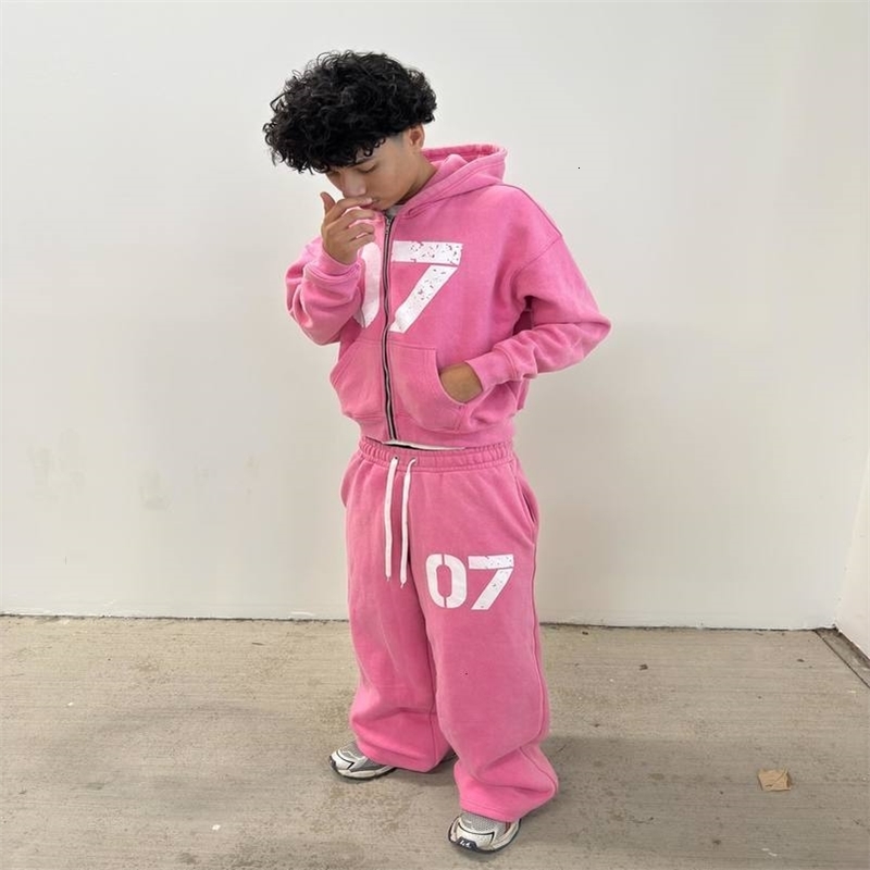 Y2K Zipper Cardigan Fashion 07Even Sweat à sweat et pantalon de survêtement décontracté de rue Men