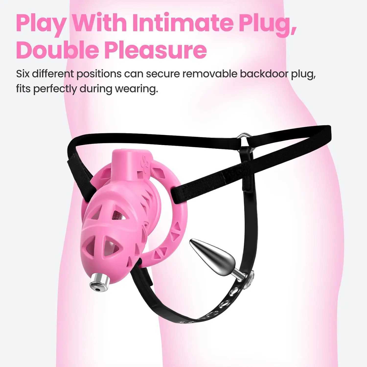 Male Chastity Cock Cage with Anal Butt Plugs Adjustable chastity belt in 3 sizes Penis Cage BDSM Bondage Adult Sex Toys For Man gbamboo_035E
