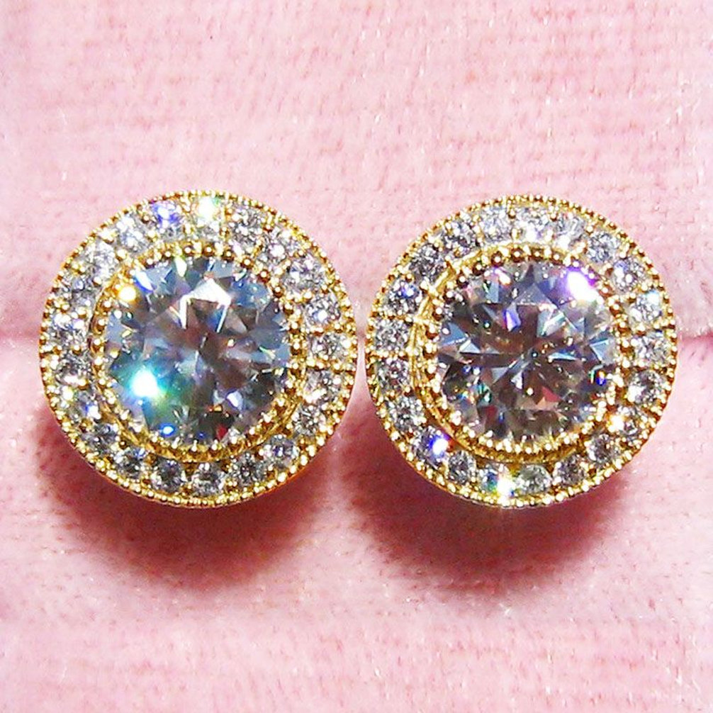 Boucles d'oreilles de créateurs de bijoux de luxe en zircone en zircone boucles d'oreilles pour femmes hommes 18 carats en or plaqué étincelants