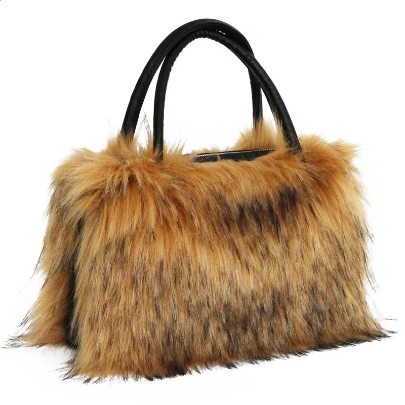 Womens Bags for Women Faux Fur Plush Bag Cute Tote Bags Autumn Winter Fashion Solid Color Handbag Women Travel Shoulder Bags 250818