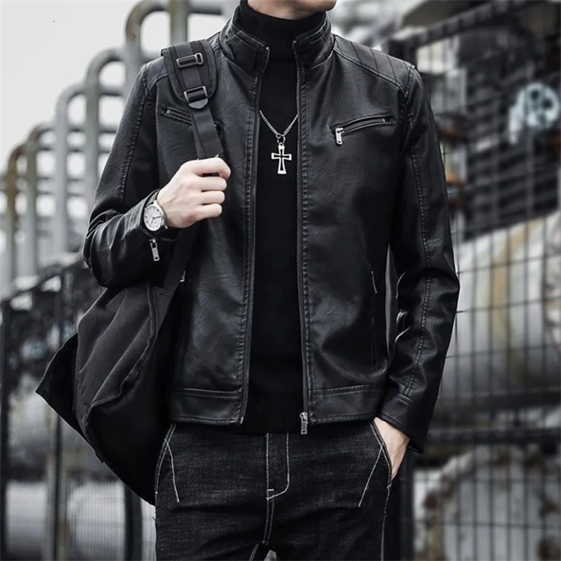 Hommes en cuir veste veste hommes slim fit manteau court homme mode veste en cuir streetwear vestes de blazer décontractées