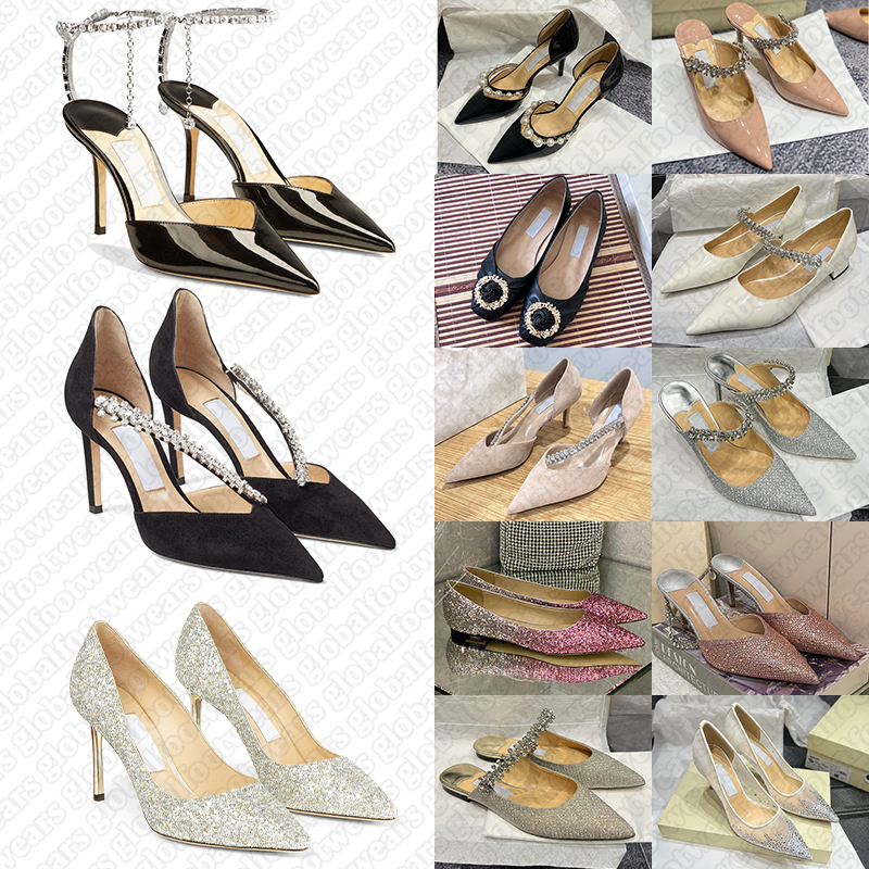 Designer Party Wedding Chaussures Femmes Ladies Sandals Fashion Sexy Robes Chaussures Jewel Crystal Buckle Embelli Point Point Toe High Talons