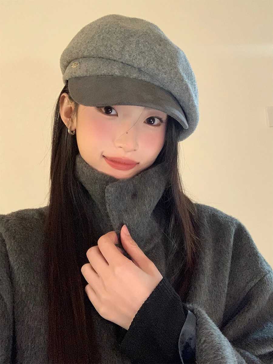 Béret de style britannique rétro japonais pour femmes avec une laine automne et chaleur d'hiver