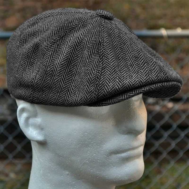 Hommes de style harengbone bérets rétro en laine top feutre chapeau mode boussolent berets wild berets xj250823