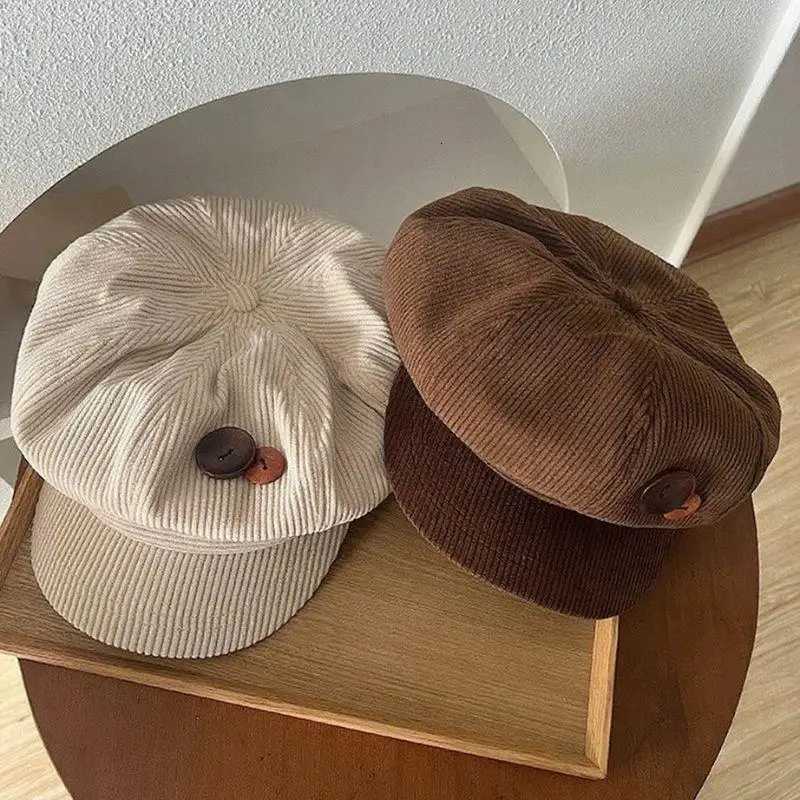 Women Vintage Corduroy Beret C Autumn Winter Solid Color Octagonal Newsboy Artist C Female Girl Windproof Painter Peaked Hat XJ250823