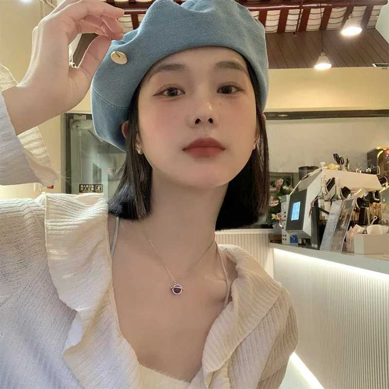 Korean Style Vintage Denim Beret Hat Washed Cowboy Beret Ladies Casual Pumpkin Hat for Women - Fashion Face Slimming Artist C XJ250823
