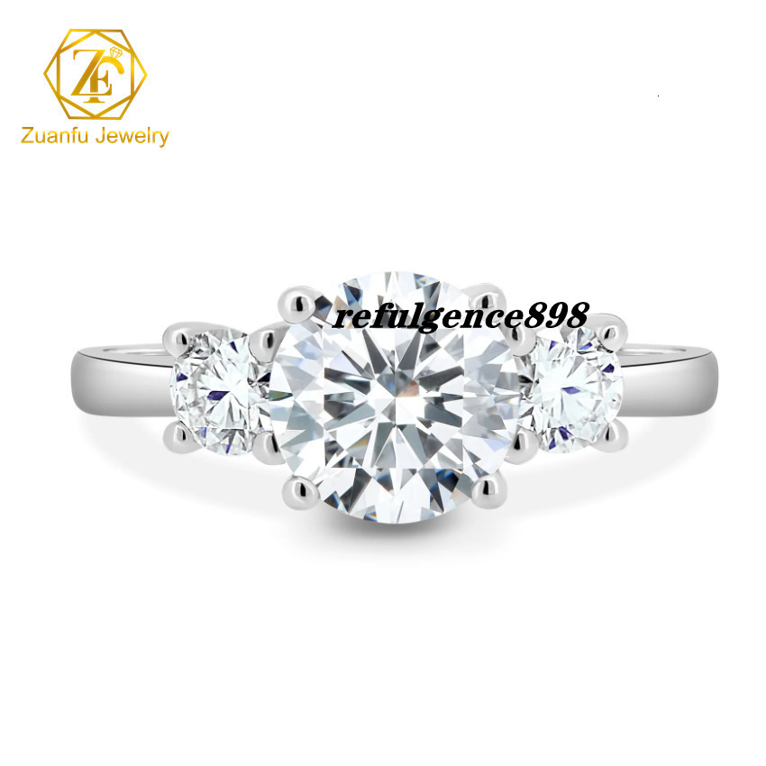 Custom Rings Manufacturer Fine Jewelry Luxury 925 Sterling Silver 2ct Moissanite Promise Wedding Engagement Rings Women