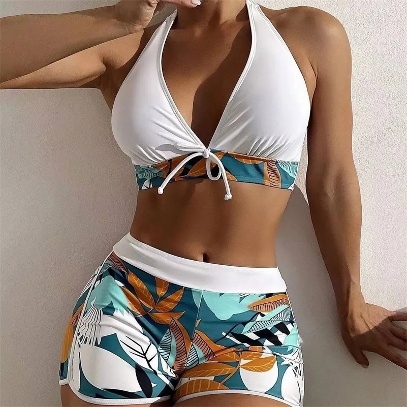 Fashion Printed Swimsuit Women Spliced Lace Up Sporty Surfing Bikini Set Bathing Suit Beachwear Swimwear Female Swimming Suits y250822 H260114-image-1091923679