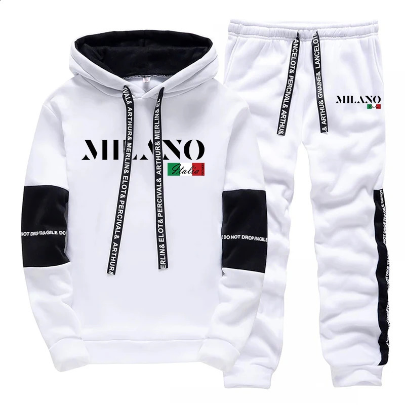 Italy Special letters Printing Mens Tracksuit Fashion Casual Hoodies Black White Sweatshirts Sets Jogging Men Clothing 250822