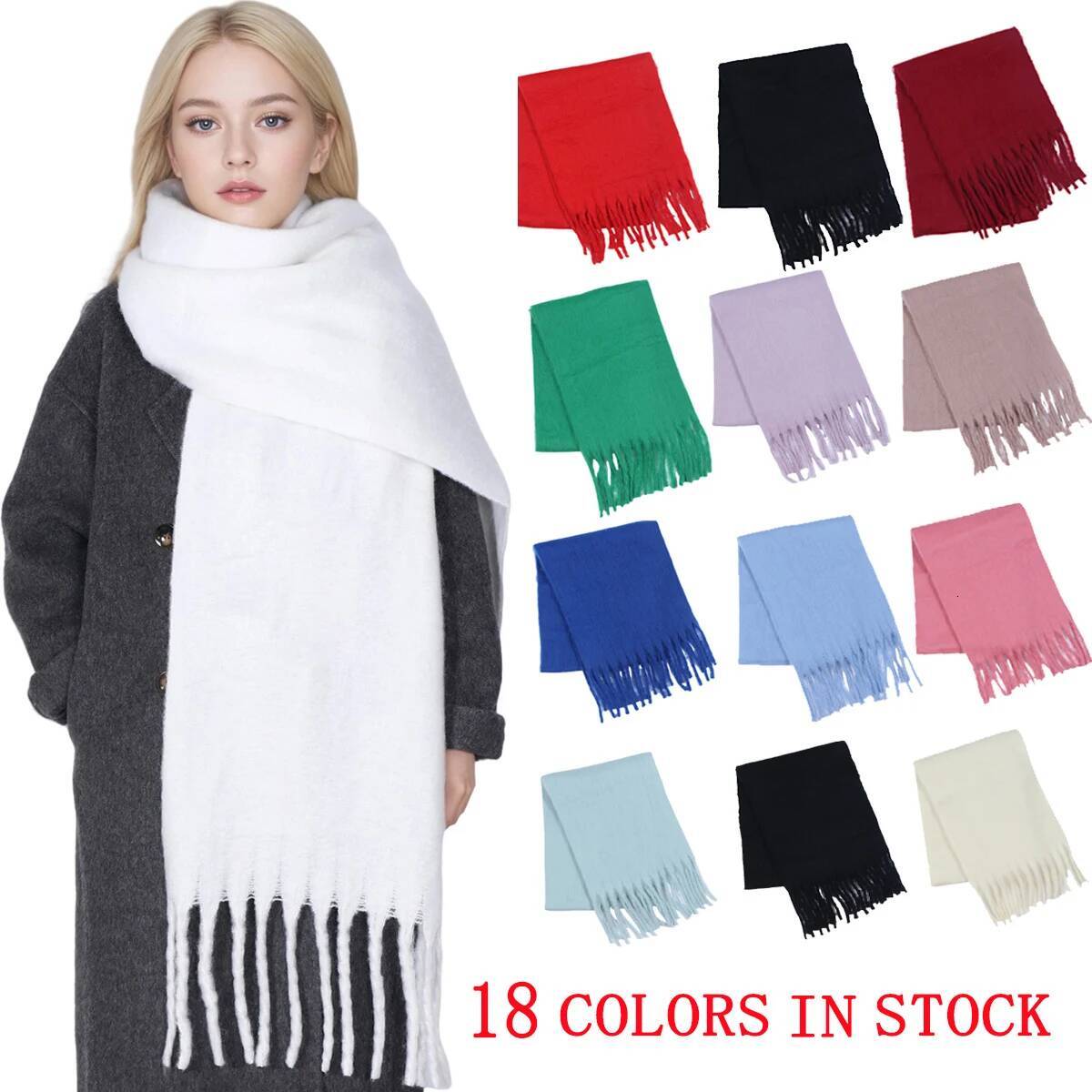Winter Cashmere Scarf for Women Men Thick Solid Scarves Pashmina Blanket Wraps Soft Neck Warm Bufanda Shawls Long Poncho Echarpe ddmynov