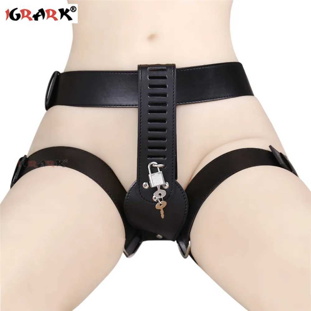 Femme sous-vêtements sexe chastetity courbure de verrouillage de ceinture sexy pantes pu en cuir tongs pantalon bdsm bondage retenue sexe toys fo