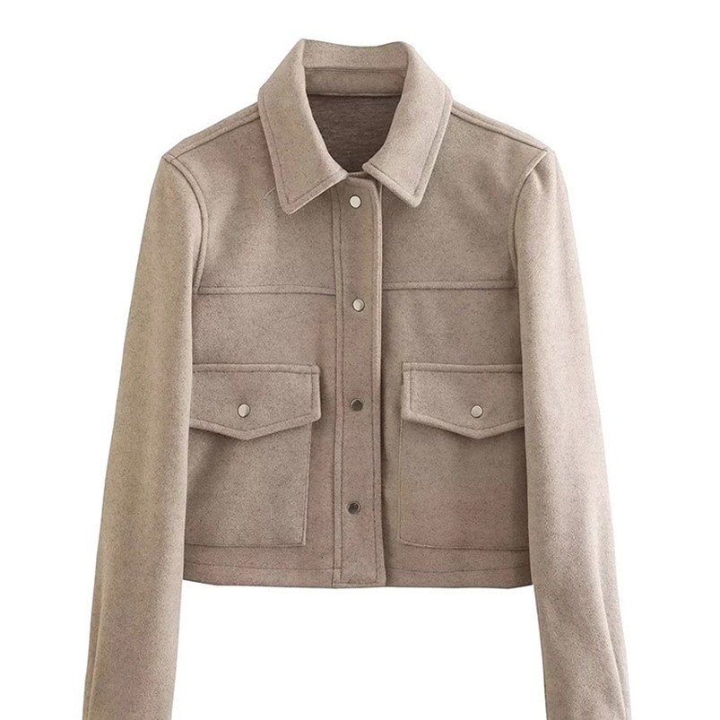 TRAFZA Jackets For Womens Autumn Fashion Solid Front Pockets Button Long Sleeve Jacket Elegant Woman Casual Outerwear Coat250822