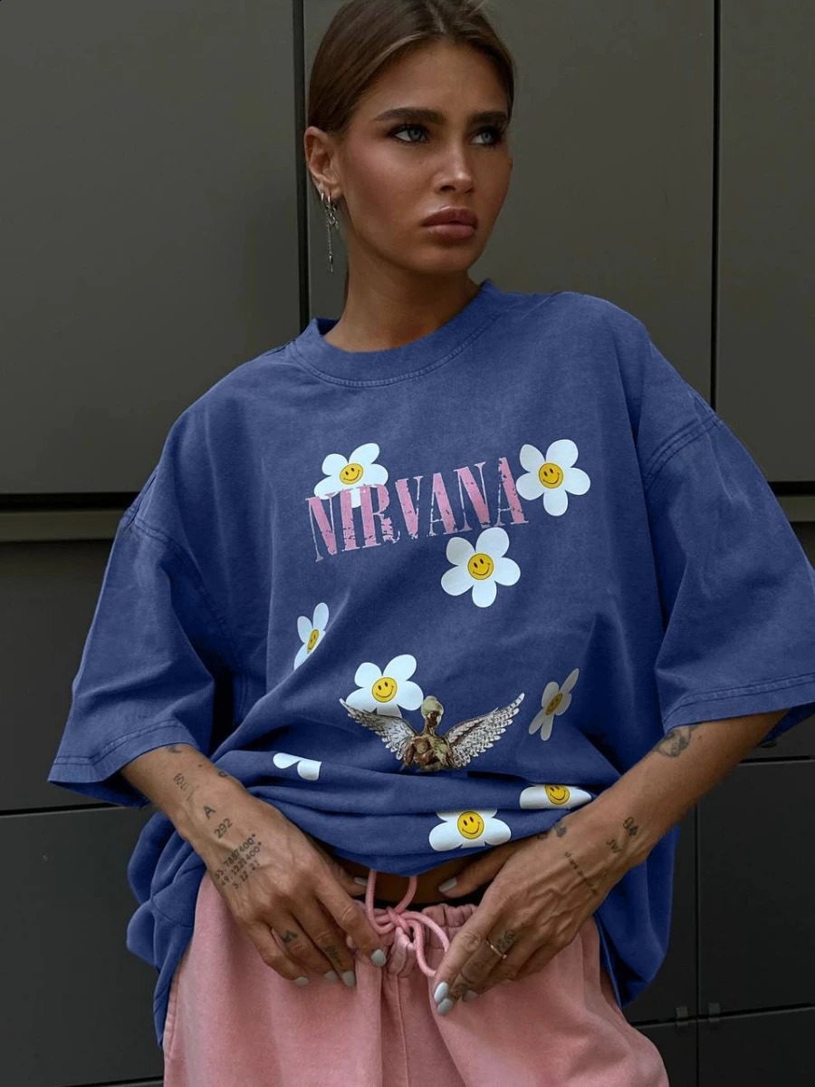 T-shirt imprimé rétro de sumuyoo pour femmes