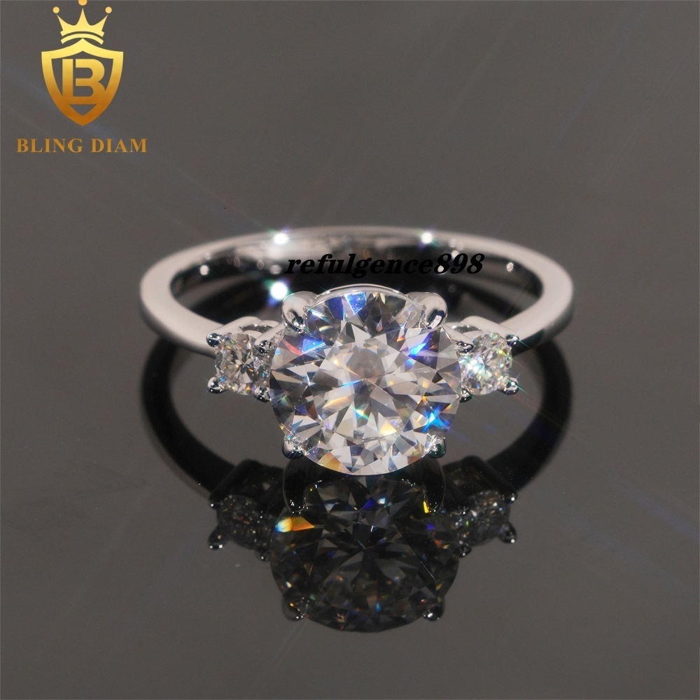 Fashion 925 Silver Rings for Women Moissanite Iced Out Jewelry Engagement Ring High Quality Diamond Pass Diamond Test with GRA
