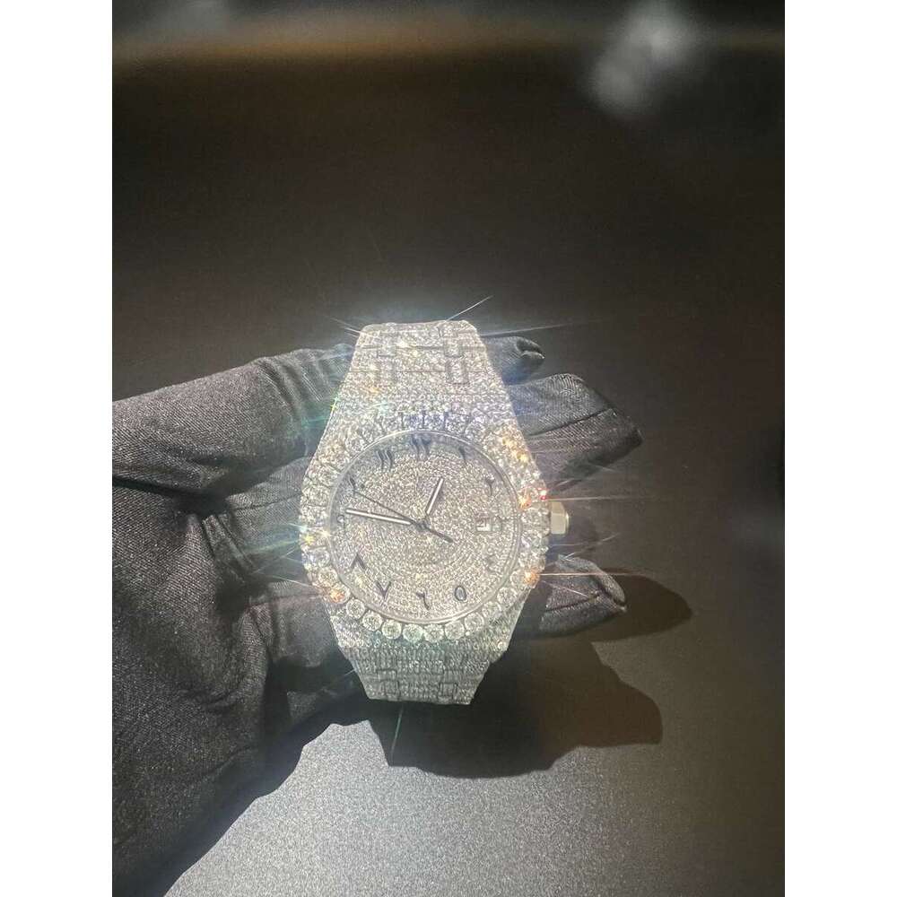 VVVS Moissanite Hip Hop Ice Crystal Mechanical Watches Fast Free Shippingmens Womens Honeycomb Inlay High Quality Vvs High Quality Iced Out Watches
