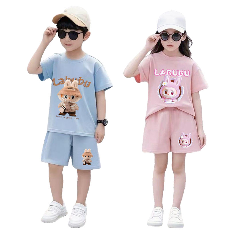 Baby Designer Clothes Tracksuit Labubu Kids Sportsuits Boys Girls Short Sleeve Top Tees And Shorts Sets