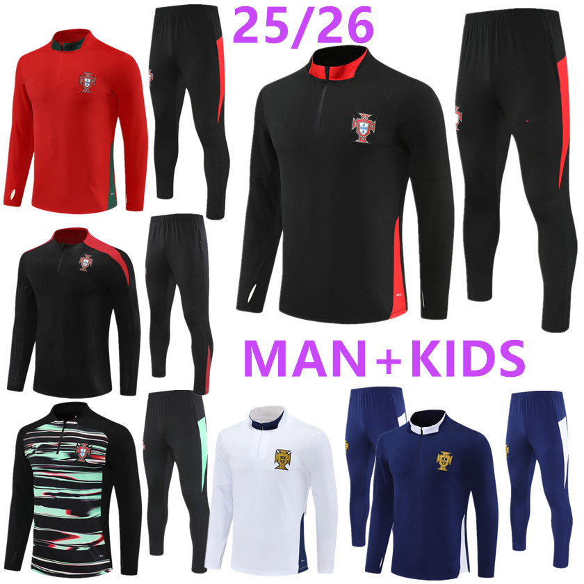 2025 2026 Portugal survêtement enfant maillot de football kit 25 26 survêtements adulte portugais BRUNO FERNANDES JOAO FELIX RONALDO équipement d