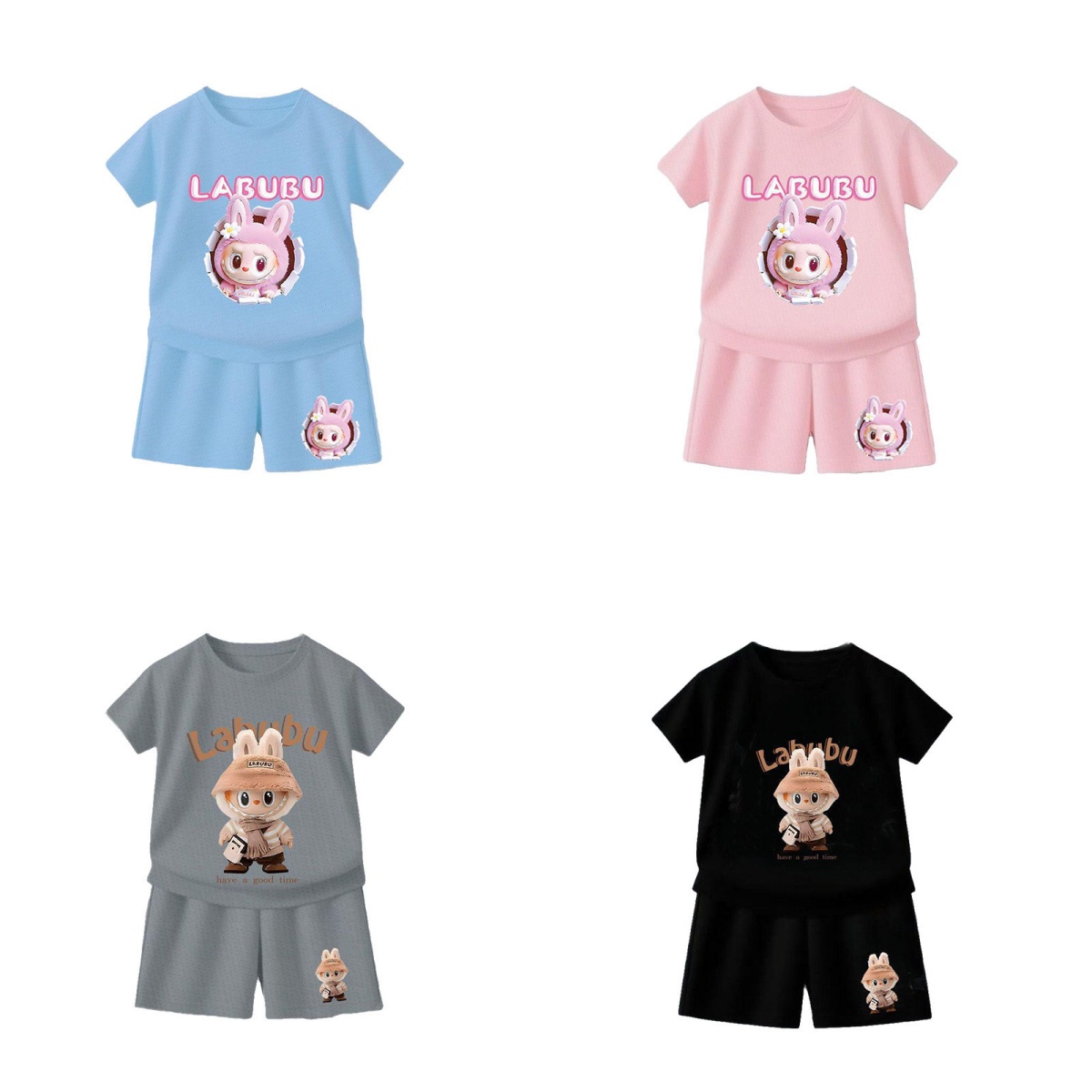 Labubu Baby Designer Clothing Sets Kids T-shirt Pink Shortst Clothes Summer Children Treasures Clothing